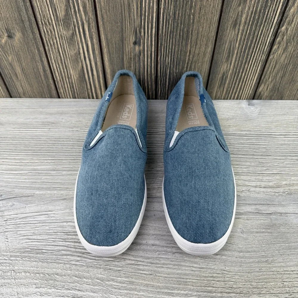 Keds Double Decker Slip On Denim Blue Canvas Sneakers Women's Size 8.5 Casual